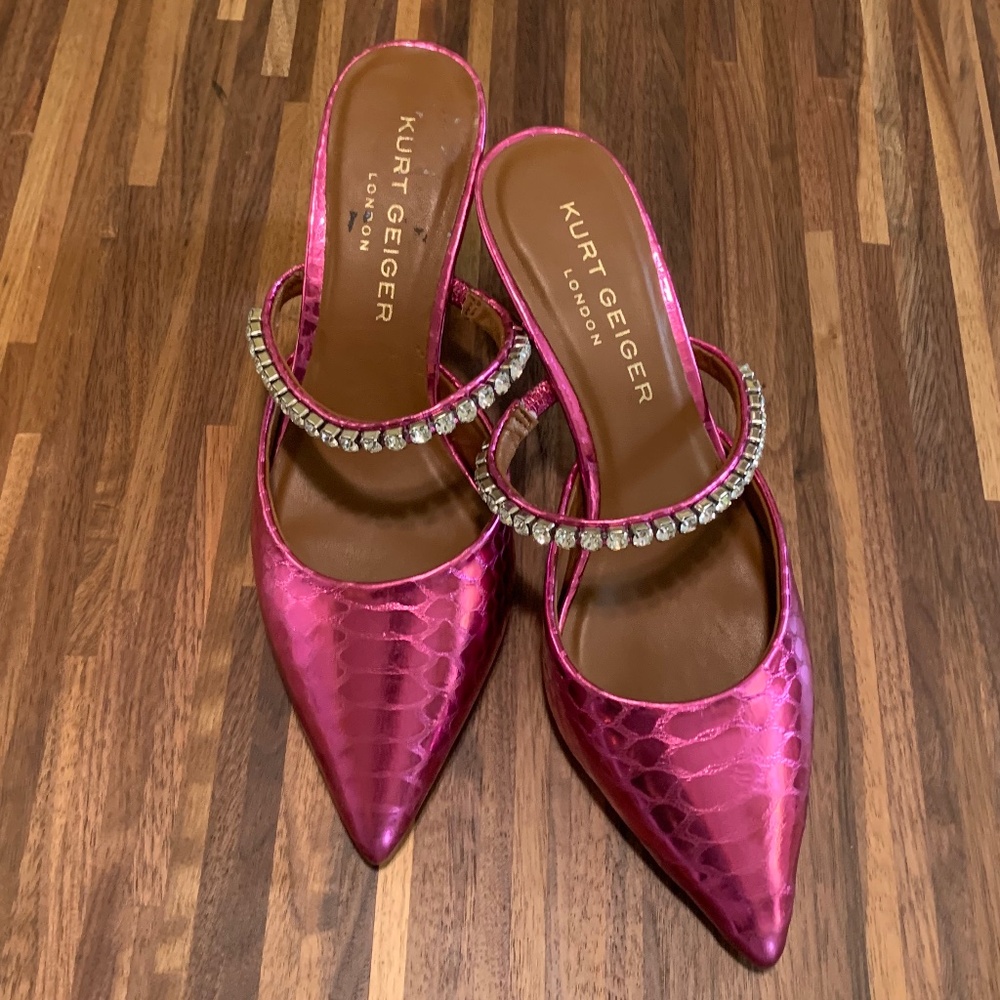 Kurt Geiger Pink Metallic Heels - Picture 1 of 14
